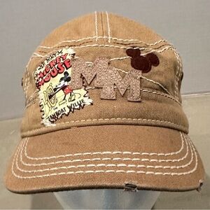 Disney Parks Mickey Mouse Steamboat Willie Military Style Distressed Hat Cap